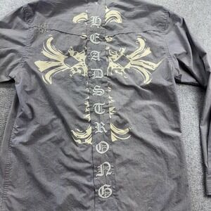 Roar Men's XL Western‎ Shirt Gray Embroidered Button up Rock Headstrong Cowboy